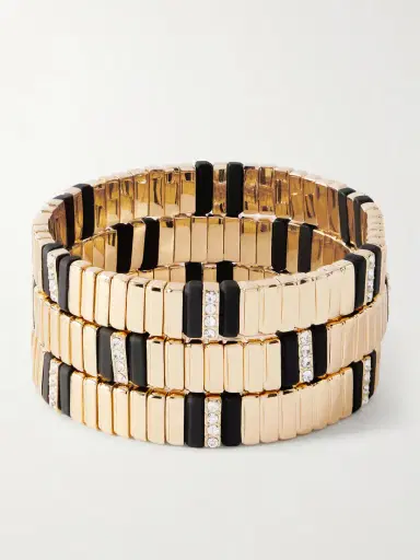 Roxanne Assoulin The Touch Of Midnight Set Of Three Gold-tone Cubic Zirconia Bracelets | Thumbnail 3 Roxanne Assoulin The Touch Of Midnight Set Of Three Gold-tone Cubic Zirconia Bracelets | Thumbnail 3