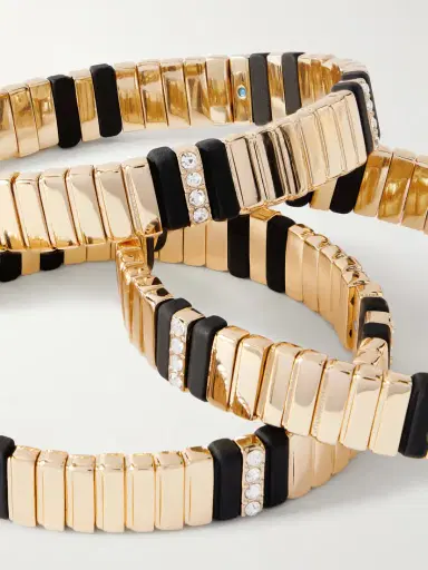 Roxanne Assoulin The Touch Of Midnight Set Of Three Gold-tone Cubic Zirconia Bracelets | Thumbnail 4 Roxanne Assoulin The Touch Of Midnight Set Of Three Gold-tone Cubic Zirconia Bracelets | Thumbnail 4