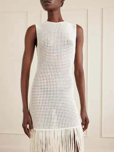 Alaïa Fringed Open-knit Midi Dress | Thumbnail 4