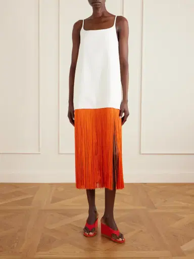 Alaïa Nuisette Fringed Cotton-poplin Midi Dress | Thumbnail 2 Alaïa Nuisette Fringed Cotton-poplin Midi Dress | Thumbnail 2