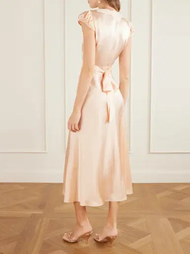 DÔEN Coraline Corded Lace-trimmed Silk-satin Midi Dress | Thumbnail 3 DÔEN Coraline Corded Lace-trimmed Silk-satin Midi Dress | Thumbnail 3