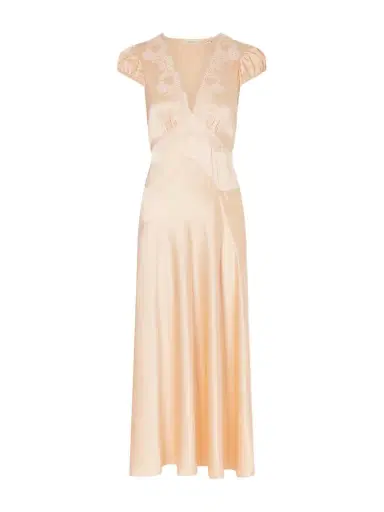 DÔEN Coraline Corded Lace-trimmed Silk-satin Midi Dress | Thumbnail 1 DÔEN Coraline Corded Lace-trimmed Silk-satin Midi Dress | Thumbnail 1