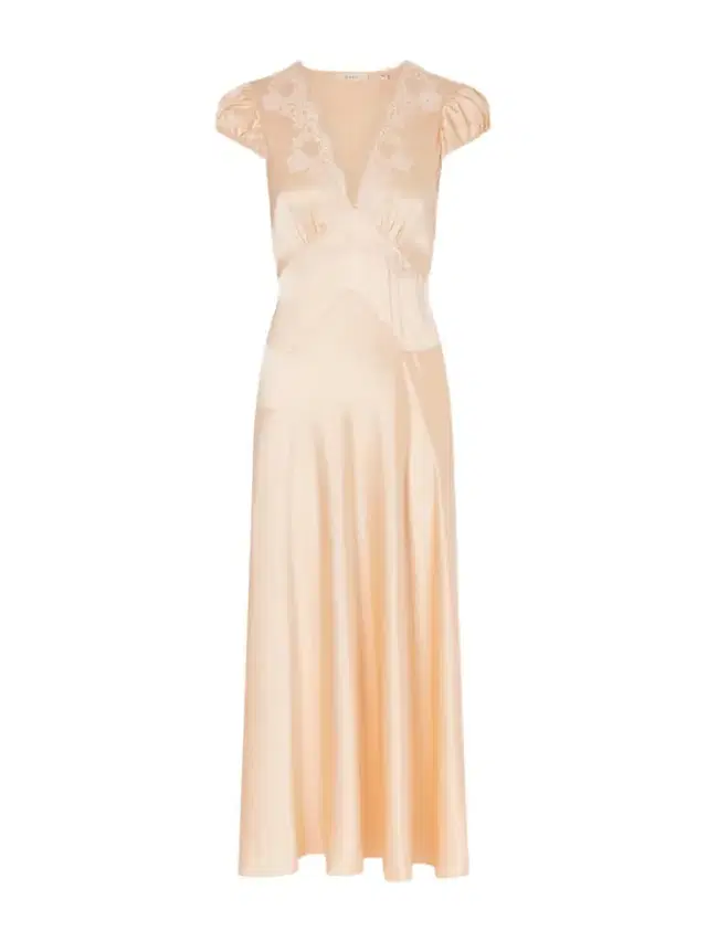 DÔEN Coraline Corded Lace-trimmed Silk-satin Midi Dress