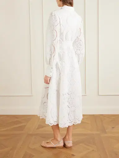Camilla Tie-detailed Broderie Anglaise Cotton Midi Shirt Dress | Thumbnail 3 Camilla Tie-detailed Broderie Anglaise Cotton Midi Shirt Dress | Thumbnail 3