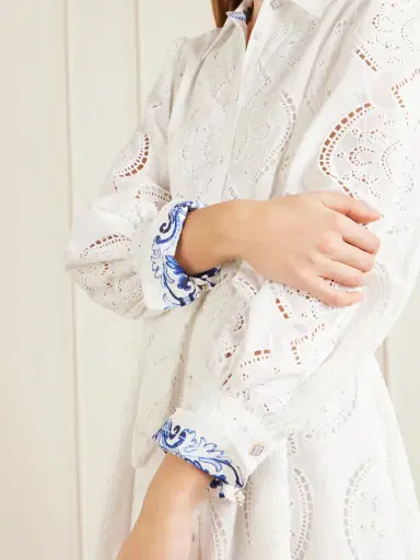 Camilla Tie-detailed Broderie Anglaise Cotton Midi Shirt Dress | Thumbnail 5 Camilla Tie-detailed Broderie Anglaise Cotton Midi Shirt Dress | Thumbnail 5