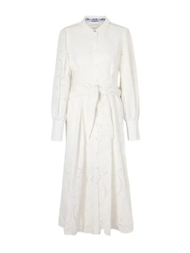 Tie-detailed Broderie Anglaise Cotton Midi Shirt Dress