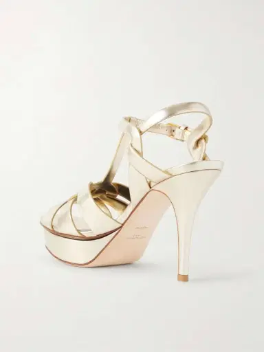 Saint Laurent Tribute Woven Metallic Leather Platform Sandals | Thumbnail 3