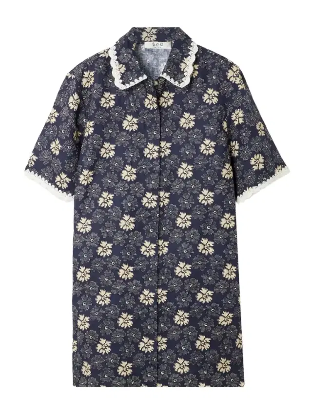 Gloria Embroidered Printed Linen Mini Dress