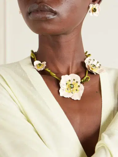 Simone Rocha Blooming Poppy Silver-tone, Crystal And Enamel Earrings | Thumbnail 4 Simone Rocha Blooming Poppy Silver-tone, Crystal And Enamel Earrings | Thumbnail 4