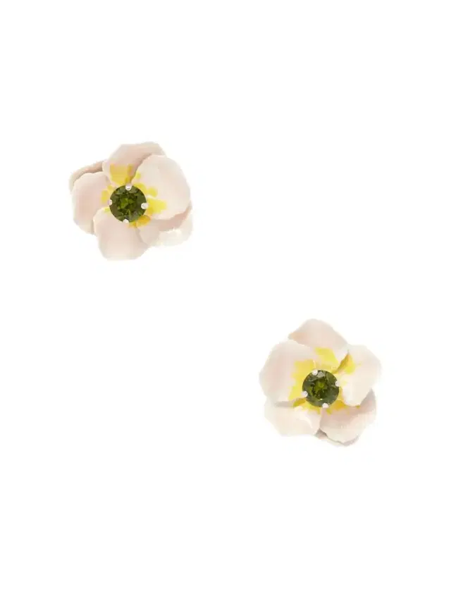Blooming Poppy Silver-tone, Crystal And Enamel Earrings