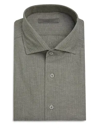 CORNELIANI Men's Seersucker Cotton-Linen Shirt - Sage - Size 16.5 | Thumbnail 1