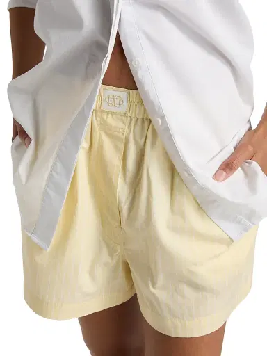Simkhai Women's Sarah Cotton Shorts - Buttercream Stripe - Size Large | Thumbnail 6 Simkhai Women's Sarah Cotton Shorts - Buttercream Stripe - Size Large | Thumbnail 6