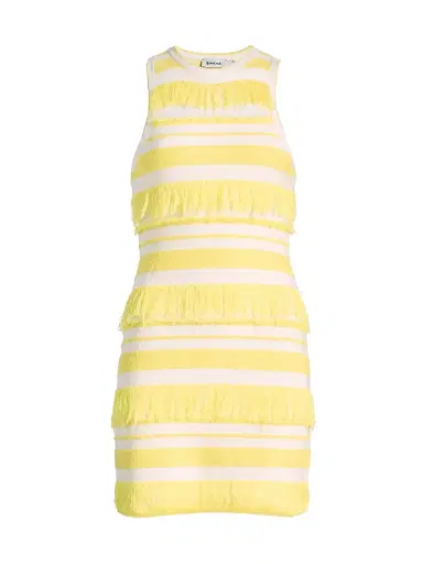Simkhai Women's Elly Striped Fringe Knit Minidress | Thumbnail 1