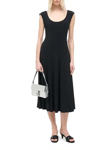 Staud Women's Charlotte Stretch Jersey A-Line Midi-Dress - Black - Size Large | Thumbnail 2 Staud Women's Charlotte Stretch Jersey A-Line Midi-Dress - Black - Size Large | Thumbnail 2