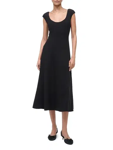 Staud Women's Charlotte Stretch Jersey A-Line Midi-Dress - Black - Size Large | Thumbnail 3 Staud Women's Charlotte Stretch Jersey A-Line Midi-Dress - Black - Size Large | Thumbnail 3
