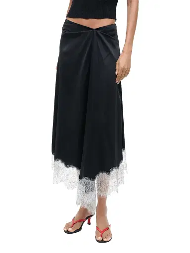 Staud Women's Sonoma Lace-Trim Silk Midi-Skirt - Black - Size 2 | Thumbnail 3 Staud Women's Sonoma Lace-Trim Silk Midi-Skirt - Black - Size 2 | Thumbnail 3