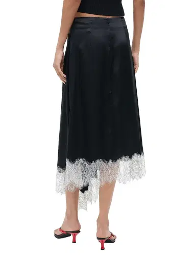 Staud Women's Sonoma Lace-Trim Silk Midi-Skirt - Black - Size 2 | Thumbnail 4 Staud Women's Sonoma Lace-Trim Silk Midi-Skirt - Black - Size 2 | Thumbnail 4
