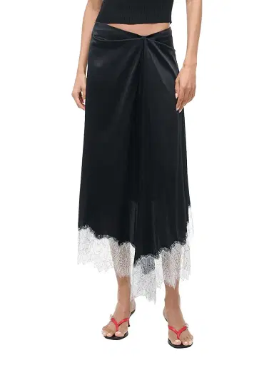Staud Women's Sonoma Lace-Trim Silk Midi-Skirt - Black - Size 2 | Thumbnail 5 Staud Women's Sonoma Lace-Trim Silk Midi-Skirt - Black - Size 2 | Thumbnail 5