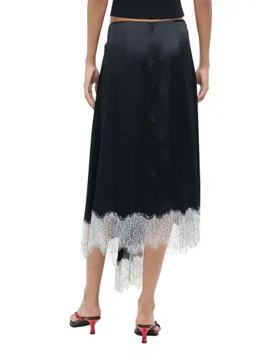 Staud Women's Sonoma Lace-Trim Silk Midi-Skirt - Black - Size 2 | Thumbnail 6 Staud Women's Sonoma Lace-Trim Silk Midi-Skirt - Black - Size 2 | Thumbnail 6