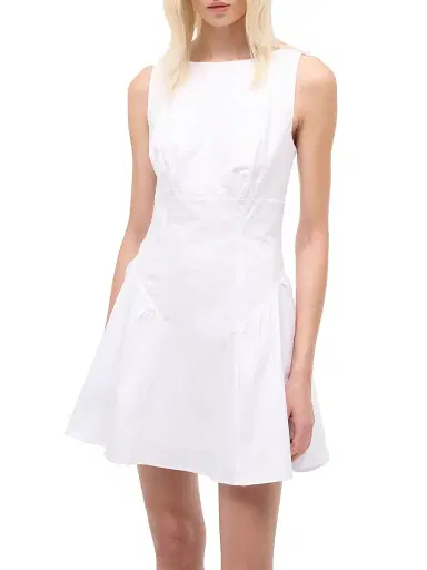 Staud Women's Gwen Cotton Poplin A-Line Minidress - White - Size 12 | Thumbnail 3