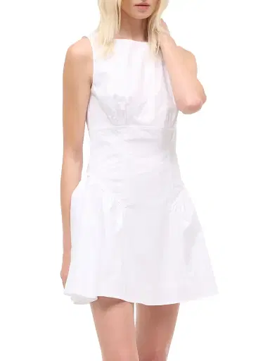 Staud Women's Gwen Cotton Poplin A-Line Minidress - White - Size 12 | Thumbnail 4