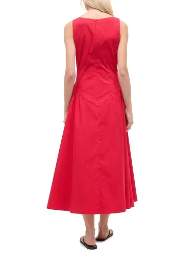 Staud Women's Gwen Cotton Sleeveless A-Line Midi-Dress - Cherry - Size 12 | Thumbnail 3