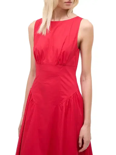 Staud Women's Gwen Cotton Sleeveless A-Line Midi-Dress - Cherry - Size 12 | Thumbnail 6