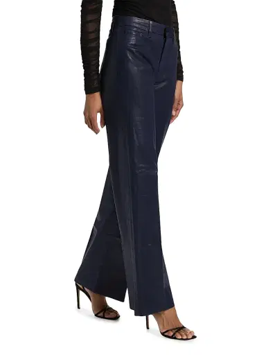 L'AGENCE Women's Scottie Coated High-Rise Wide-Leg Jeans - Deep Midnight Coated | Thumbnail 4
