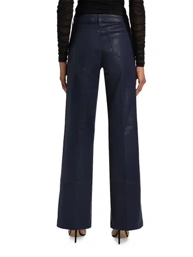 L'AGENCE Women's Scottie Coated High-Rise Wide-Leg Jeans - Deep Midnight Coated | Thumbnail 5