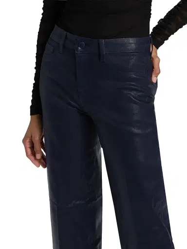L'AGENCE Women's Scottie Coated High-Rise Wide-Leg Jeans - Deep Midnight Coated | Thumbnail 6
