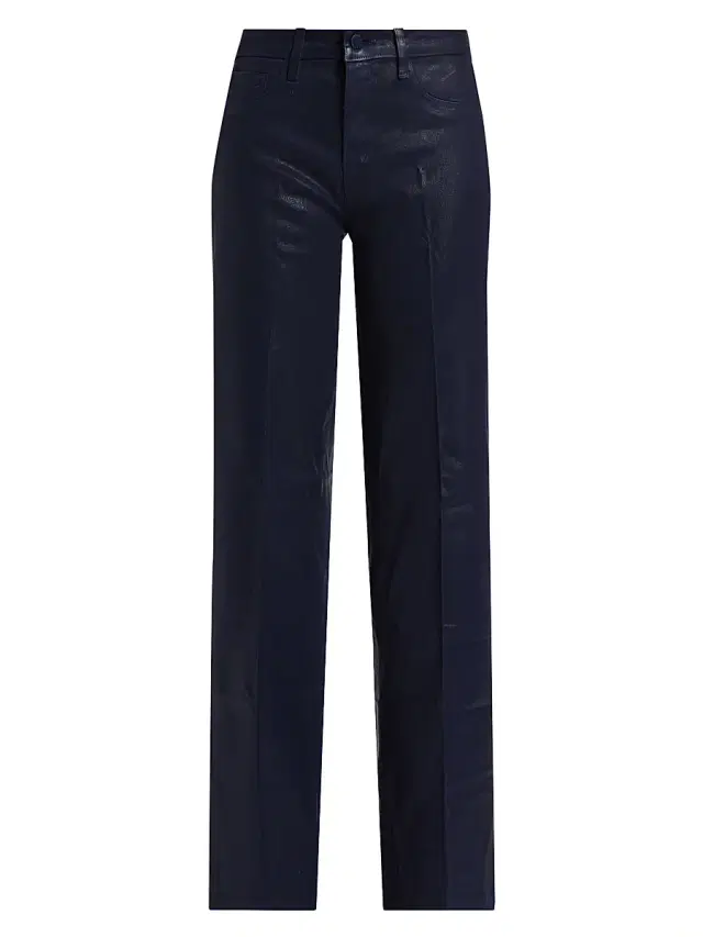 L'AGENCE Women's Scottie Coated High-Rise Wide-Leg Jeans - Deep Midnight Coated