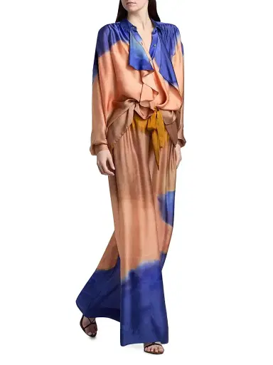 Ulla Johnson Women's Julien Tie-Dye Silk Wide-Leg Pants - Moontide - Size 10 | Thumbnail 2 Ulla Johnson Women's Julien Tie-Dye Silk Wide-Leg Pants - Moontide - Size 10 | Thumbnail 2