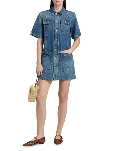 Ulla Johnson Women's Painters Denim Mini-Shirtdress - Danube - Size XL | Thumbnail 2 Ulla Johnson Women's Painters Denim Mini-Shirtdress - Danube - Size XL | Thumbnail 2