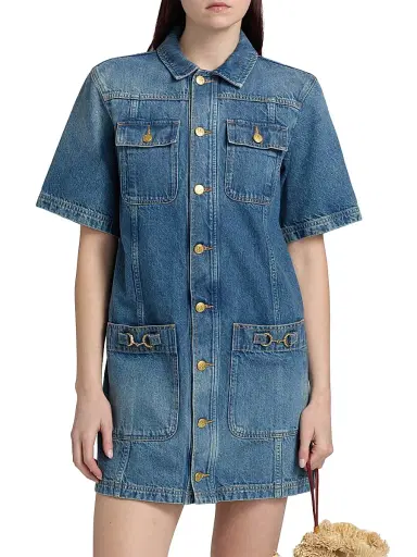 Ulla Johnson Women's Painters Denim Mini-Shirtdress - Danube - Size XL | Thumbnail 3 Ulla Johnson Women's Painters Denim Mini-Shirtdress - Danube - Size XL | Thumbnail 3