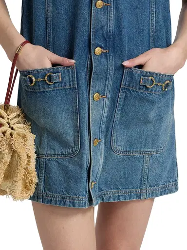 Ulla Johnson Women's Painters Denim Mini-Shirtdress - Danube - Size XL | Thumbnail 6 Ulla Johnson Women's Painters Denim Mini-Shirtdress - Danube - Size XL | Thumbnail 6