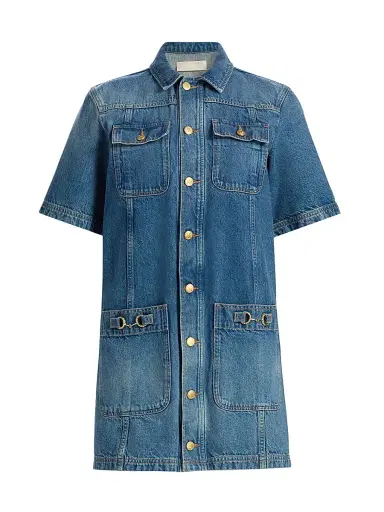 Ulla Johnson Women's Painters Denim Mini-Shirtdress - Danube - Size XL | Thumbnail 1 Ulla Johnson Women's Painters Denim Mini-Shirtdress - Danube - Size XL | Thumbnail 1
