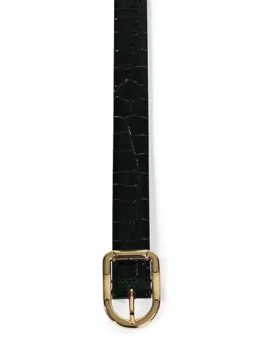 Déhanche Women's Resort Mija Croc-Embossed Leather Belt - Black Croco Gold | Thumbnail 2 Déhanche Women's Resort Mija Croc-Embossed Leather Belt - Black Croco Gold | Thumbnail 2