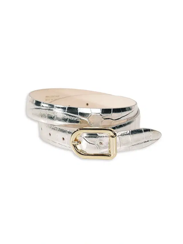 Déhanche Women's Resort Mija Croc-Embossed Leather Belt - Silver Croco Gold Hardware