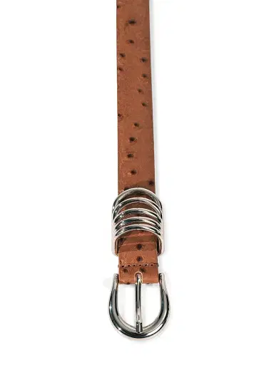 Déhanche Women's Resort Hollyhock Ostrich-Embossed Belt | Thumbnail 2