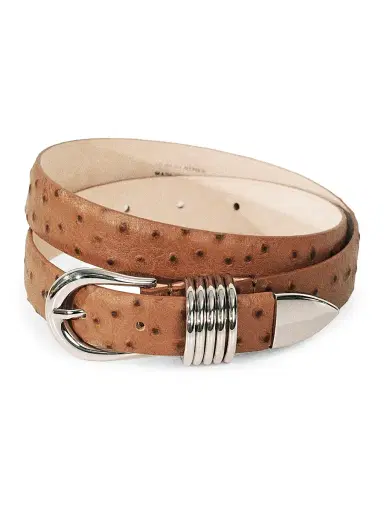 Déhanche Women's Resort Hollyhock Ostrich-Embossed Belt | Thumbnail 3