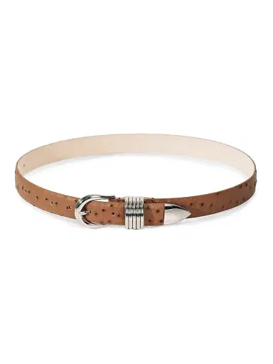 Déhanche Women's Resort Hollyhock Ostrich-Embossed Belt | Thumbnail 1