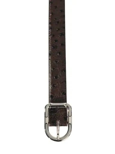 Déhanche Women's Mija Ostrich-Embossed Leather Belt - Brown Silver - Size Large | Thumbnail 2