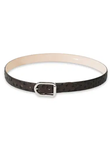 Déhanche Women's Mija Ostrich-Embossed Leather Belt - Brown Silver - Size Large | Thumbnail 1
