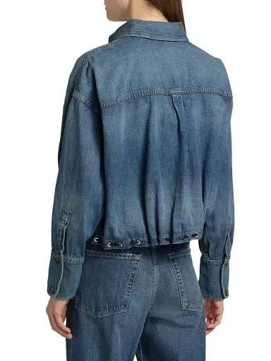 Brandon Maxwell Women's Leland Denim Eyelet Shirt | Thumbnail 5