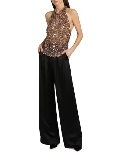 Lapointe Women's Sequined Net Mesh Halter Top | Thumbnail 2 Lapointe Women's Sequined Net Mesh Halter Top | Thumbnail 2