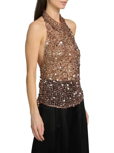Lapointe Women's Sequined Net Mesh Halter Top | Thumbnail 4 Lapointe Women's Sequined Net Mesh Halter Top | Thumbnail 4