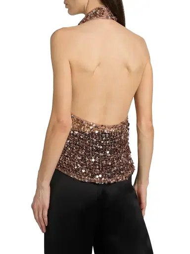 Lapointe Women's Sequined Net Mesh Halter Top | Thumbnail 5 Lapointe Women's Sequined Net Mesh Halter Top | Thumbnail 5