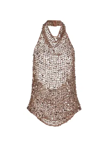 Lapointe Women's Sequined Net Mesh Halter Top | Thumbnail 1 Lapointe Women's Sequined Net Mesh Halter Top | Thumbnail 1