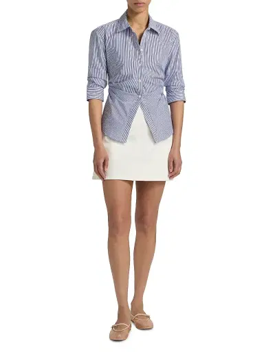 TANYA TAYLOR Women's Winslet Striped Cotton Back Bow Shirt | Thumbnail 2 TANYA TAYLOR Women's Winslet Striped Cotton Back Bow Shirt | Thumbnail 2