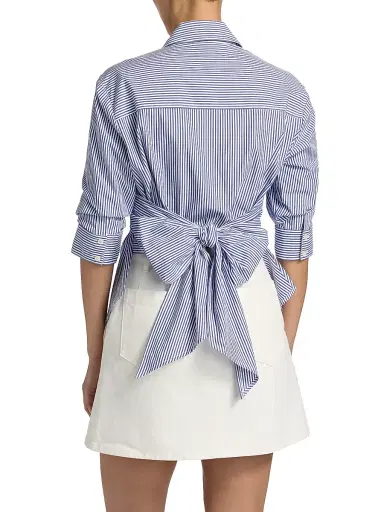 TANYA TAYLOR Women's Winslet Striped Cotton Back Bow Shirt | Thumbnail 5 TANYA TAYLOR Women's Winslet Striped Cotton Back Bow Shirt | Thumbnail 5